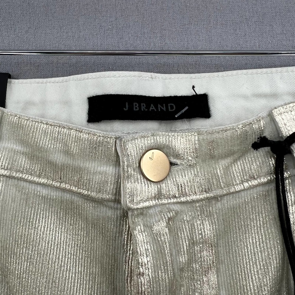 J BRAND Pants Womens 30 Maria High Rise Skinny Gold Messaline Coated Cord NWT - Picture 9 of 13
